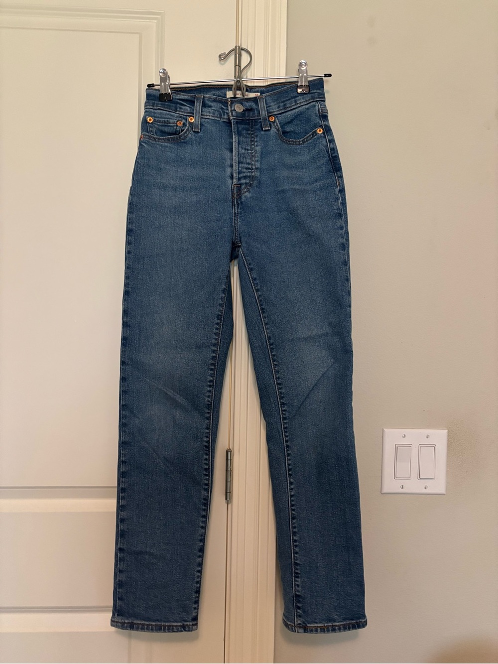 Levi's Blue High-Rise Wedgie Straight Jeans